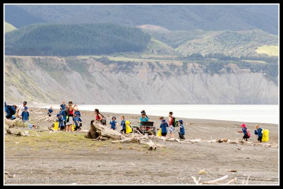 Kids cleaning trash from the beach